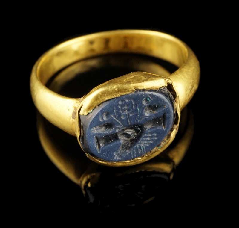 Roman Gold Ring with Clasped Hands Intaglio
2nd-3rd century CE
Gold, Gemstone,...
