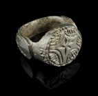 Ottoman Bronze Ring
15th-17th century CE
Bronze, 24 mm overall, 18 mm internal diameter, 12,68 g
Massive bronze ring. Richly decorated hoop and rin...