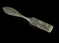 Roman Bronze Medical Scalpel
1st-2nd century CE
Bronze, 85 mm, 27,40 g
The handle at the middle is square in section. At one end, there is a slot f...
