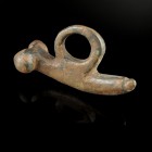 Roman Phallus Pendant
1st-3rd century CE
Bronze, 36 mm, 12,86 g
Intact with loop above.
Fine condition.
Ex. Coll. M.C., acquired at the european ...
