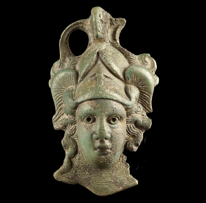 Roman Helmeted Bust of Minerva
2nd-3rd century CE
Bronze, 82 mm, 89,72 g
Moun...