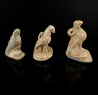 Roman Lead Eagles
2nd-4th century CE
Lead, 26-22 mm
Lot of three lead eagles.
Good condition.
Ex. Coll. M.C., acquired at the european art market...