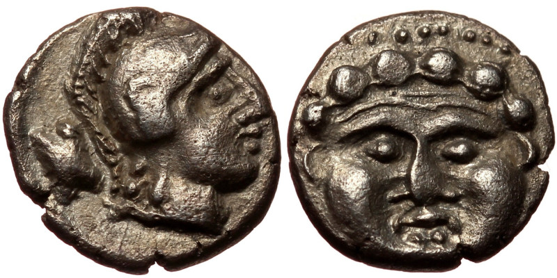 Pisidia, Selge, AR obol (silver, 0,94 g, 10 mm) 370-360 BC Obv: Gorgoneion facin...