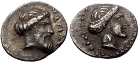 Cilicia, Nagidos, AR Obol (silver, 0,74 g, 10 mm) 4th cent. BC Obv: Head of Aphrodite to right