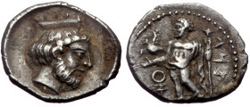 Cilicia, Tarsos. Tiribazos, satrap of Lydia, 388-380 BC AR Obol (Silver, 10mm, 0.70g)