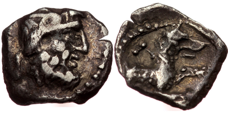 Lycaonia, Laranda, AR obol (Silver, 10,1 mm, 0,60 g), ca. 324/3 BC. Obv: Head of...