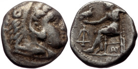 Seleukid Kingdom of Syria, Seleukos I Nikator (312-281 BC), AR drachm (Silver, 15,5 mm, 4,22 g), in the name and types o