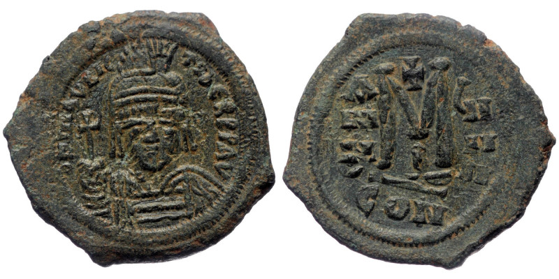 Maurice Tiberius (582-602) AE Follis (Bronze, 30mm, 12.47g) Constantinople, 2nd ...