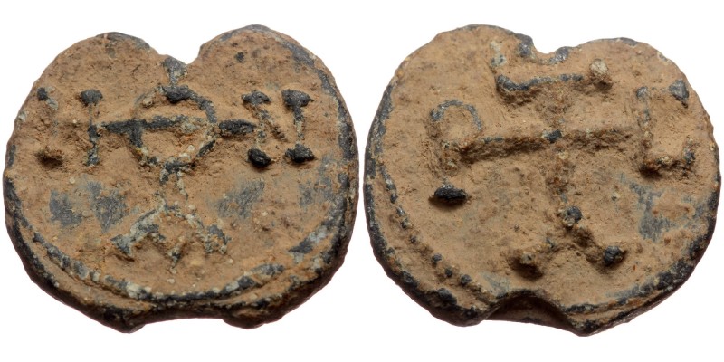 Byzantine seal (Lead, 20,9 mm, 6,57 g), ca. 7th cent.
Obv: Cruciform monogram....