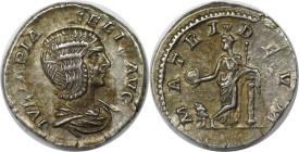 Römische Münzen, MÜNZEN DER RÖMISCHEN KAISERZEIT. Iulia Domna, 193-217 n. Chr. Denar 212 n. Chr., Mzst. Rom. (3,48 g) Vs.: IVLIA PIA FELIX AVG, drapie...