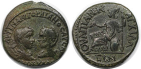 Römische Münzen, MÜNZEN DER RÖMISCHEN KAISERZEIT. Thrakien, Anchialus. Gordianus III. Pius und Tranquillina. Ae 27, 238-244 n. Chr. (11.07 g. 25.5 mm)...