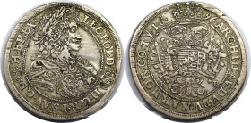RDR – Habsburg – Österreich, RÖMISCH-DEUTSCHES REICH. Leopold I. (1657-1705). 1/2 Taler 1696 KB, Kremnitz. 14,31 g. Herinek 846. Sehr schön