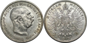 RDR – Habsburg – Österreich, KAISERREICH ÖSTERREICH. Österreich-Ungarn. Franz Joseph I. (1848-1916). 2 Kronen 1912. Silber. Jaeger 408. Fast Stempelgl...