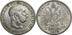RDR – Habsburg – Österreich, KAISERREICH ÖSTERREICH. Österreich-Ungarn. Franz Joseph I. (1848-1916). 2 Kronen 1912. Silber. Jaeger 408. Fast Stempelgl...