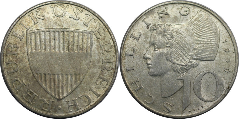 RDR – Habsburg – Österreich, REPUBLIK ÖSTERREICH. 10 Schilling 1959. Silber. KM ...