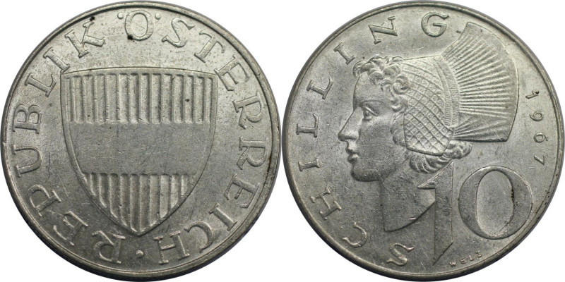 RDR – Habsburg – Österreich, REPUBLIK ÖSTERREICH. 10 Schilling 1967. Silber. KM ...