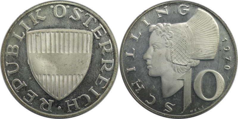 RDR – Habsburg – Österreich, REPUBLIK ÖSTERREICH. 10 Schilling 1970. 7,5 g. 0.64...