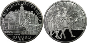 RDR – Habsburg – Österreich, REPUBLIK ÖSTERREICH. Schloss Ambras. 10 Euro 2002. 17,3 g. 0.925 Silber. KM 3096. Polierte Platte