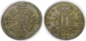 Altdeutsche Münzen und Medaillen, BRANDENBURG IN PREUSSEN. Friedrich III. (1688-1701). 1/12 Taler 1698 HFH, Magdeburg. Silber. 3,63 g. Sehr schön+