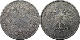Altdeutsche Münzen und Medaillen, FRANKFURT - STADT. Doppeltaler, 3 1/2 Gulden 1843. Silber. AKS 2. Vorzüglich