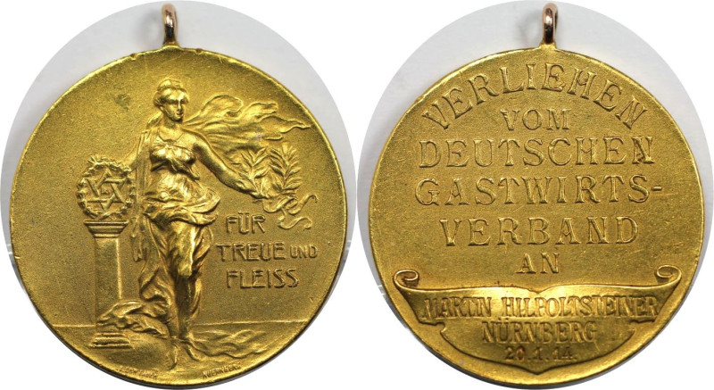 Altdeutsche Münzen und Medaillen, NÜRNBERG, STADT. Goldmedaille 1914. Stempel vo...