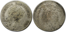 Altdeutsche Münzen und Medaillen, PREUßEN. Friedrich II. (1740-1786). 1/3 Taler 1765 B, Breslau. KM 303. Schön-sehr schön