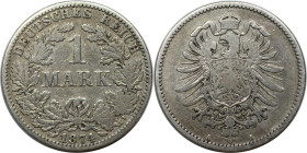 Deutsche Münzen und Medaillen ab 1871, REICHSKLEINMÜNZEN. 1 Mark 1874 A, Silber. Jaeger 9. Sehr schön