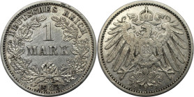 Deutsche Münzen und Medaillen ab 1871, REICHSKLEINMÜNZEN. 1 Mark 1903 J. Silber. Jaeger 17. Sehr schön-vorzüglich. Berieben und randfehler