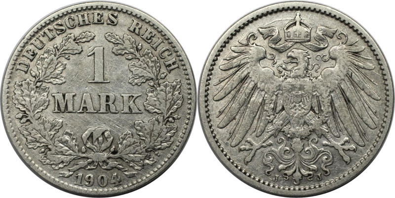 Deutsche Münzen und Medaillen ab 1871, REICHSKLEINMÜNZEN. 1 Mark 1904 J, Silber....