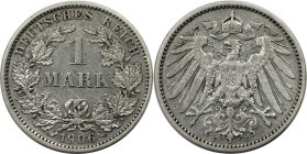 Deutsche Münzen und Medaillen ab 1871, REICHSKLEINMÜNZEN. 1 Mark 1906 E. Silber. Jaeger 17. Vorzüglich. Berieben