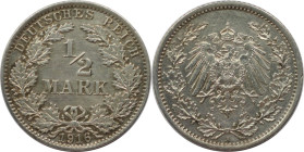 Deutsche Münzen und Medaillen ab 1871, REICHSKLEINMÜNZEN. 1/2 Mark 1916 A. Silber. Jaeger 16. Vorzüglich-stempelglanz