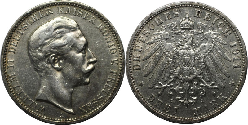 Deutsche Münzen und Medaillen ab 1871, REICHSSILBERMÜNZEN, Preußen. Wilhelm II. ...