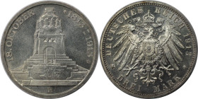 Deutsche Münzen und Medaillen ab 1871, REICHSSILBERMÜNZEN, Sachsen. Jahrhundertfeier Völkerschlacht bei Leipzig. 3 Mark 1913 E, Silber. Jaeger 140. St...