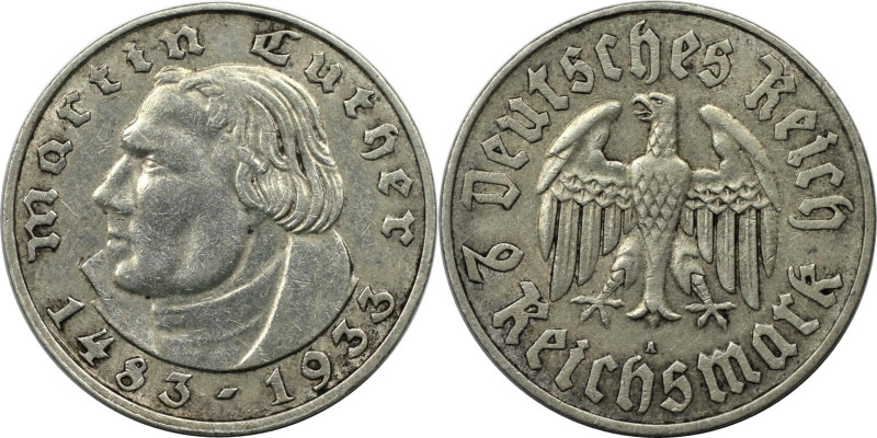 Deutsche Münzen und Medaillen ab 1871, 3. Reich 1933-1945. Martin Luther. 2 Reic...