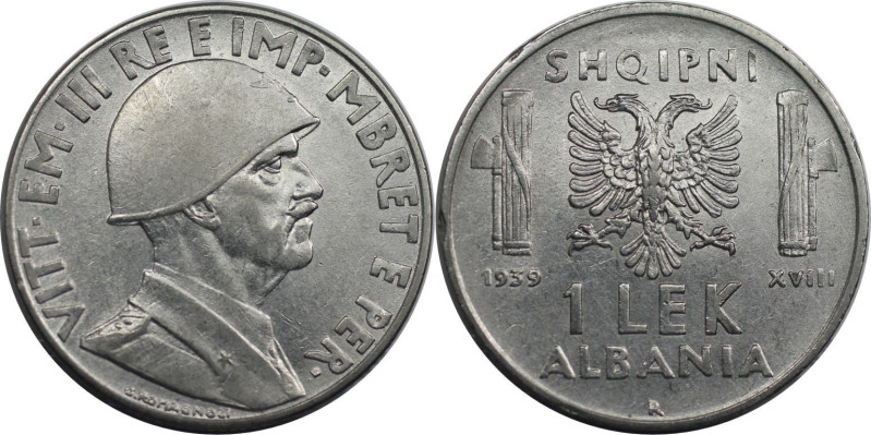Europäische Münzen und Medaillen, Albanien / Albania. Vittorio Emanuele III. 1 L...