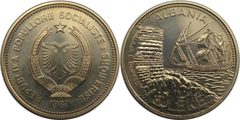 Europäische Münzen und Medaillen, Albanien / Albania. 60 Jahre Hafen Durrës. 5 L...