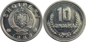 Europäische Münzen und Medaillen, Albanien / Albania. 10 Qindarka 1988. Aluminium. KM 60. Stempelglanz