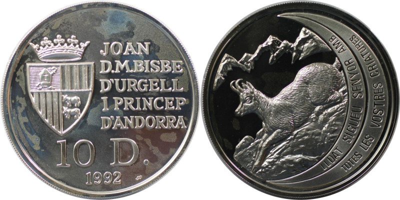 Europäische Münzen und Medaillen, Andorra. Gämse. 10 Diners 1992. 31,10 g. 0.925...