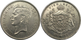 Europäische Münzen und Medaillen, Belgien / Belgium. Albert I. (1910-1934). 20 Francs 1932. Nickel. KM 102. Vorzüglich. Kratzer