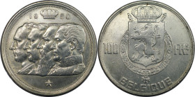 Europäische Münzen und Medaillen, Belgien / Belgium. Baudouin I. (1948-1993). 100 Francs 1950. Silber. KM 138. Sehr schön-vorzüglich