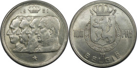 Europäische Münzen und Medaillen, Belgien / Belgium. Baudouin I. (1948-1993). 100 Francs 1951. Silber. KM 138. Sehr schön-vorzüglich