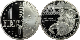 Europäische Münzen und Medaillen, Belgien / Belgium. Albert und Isabella. 500 Francs 1999. 22,85 g. 0.925 Silber. 0.68 OZ. KM 212. Polierte Platte