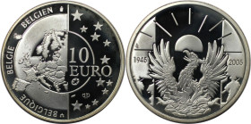 Europäische Münzen und Medaillen, Belgien / Belgium. 60 Jahre Kriegsende, Frieden und Freiheit in Europa. 10 Euro 2005. 18,75 g. 0.925 Silber. 0.55 OZ...