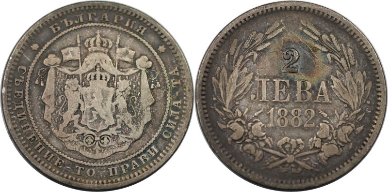 Europäische Münzen und Medaillen, Bulgarien / Bulgaria. Alexander I. 2 Lewa 1882...