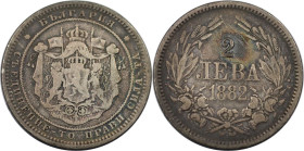 Europäische Münzen und Medaillen, Bulgarien / Bulgaria. Alexander I. 2 Lewa 1882. Silber. 9,6 g. KM 5. Fast Sehr schön