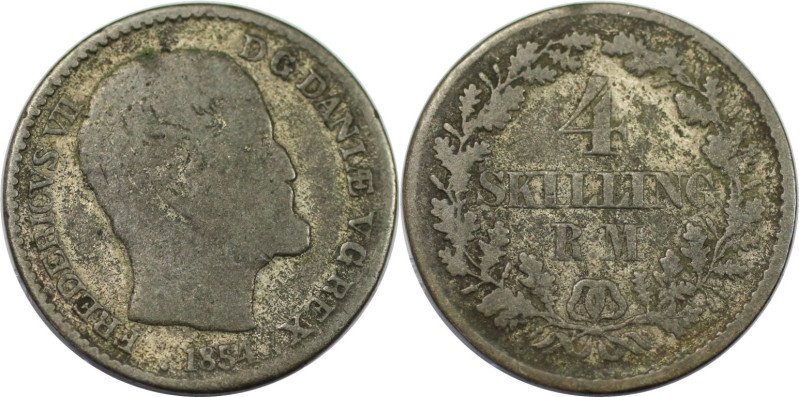 Europäische Münzen und Medaillen, Dänemark / Denmark. Frederick VII. 4 Skilling ...