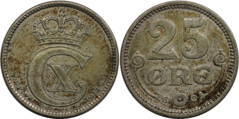 Europäische Münzen und Medaillen, Dänemark / Denmark. Christian X. 25 Öre 1913. ...