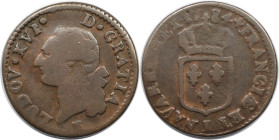 Europäische Münzen und Medaillen, Frankreich / France. Ludwig XVI. (1774-1792). 1 Sol 1784 I. Kupfer. 10,71 g. 30,0 mm. KM 578.7. Schön+