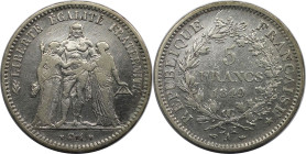 Europäische Münzen und Medaillen, Frankreich / France. Herkulesgruppe. 5 Francs 1849 A. Silber. KM 756.1. Fast Vorzüglich