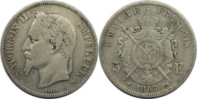 Europäische Münzen und Medaillen, Frankreich / France. Napoleon III. (1852-1870). 5 Francs 1868 BB. Silber. KM 799.2. Sehr schön